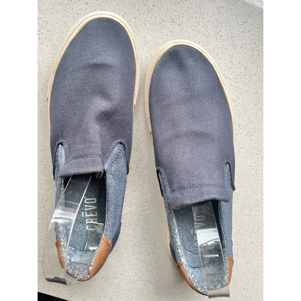 Crevo Mens Baldwin Slip On Sneakers Size 10.5 Denim Blue & Tan Canvas Shoes - Picture 5 of 9
